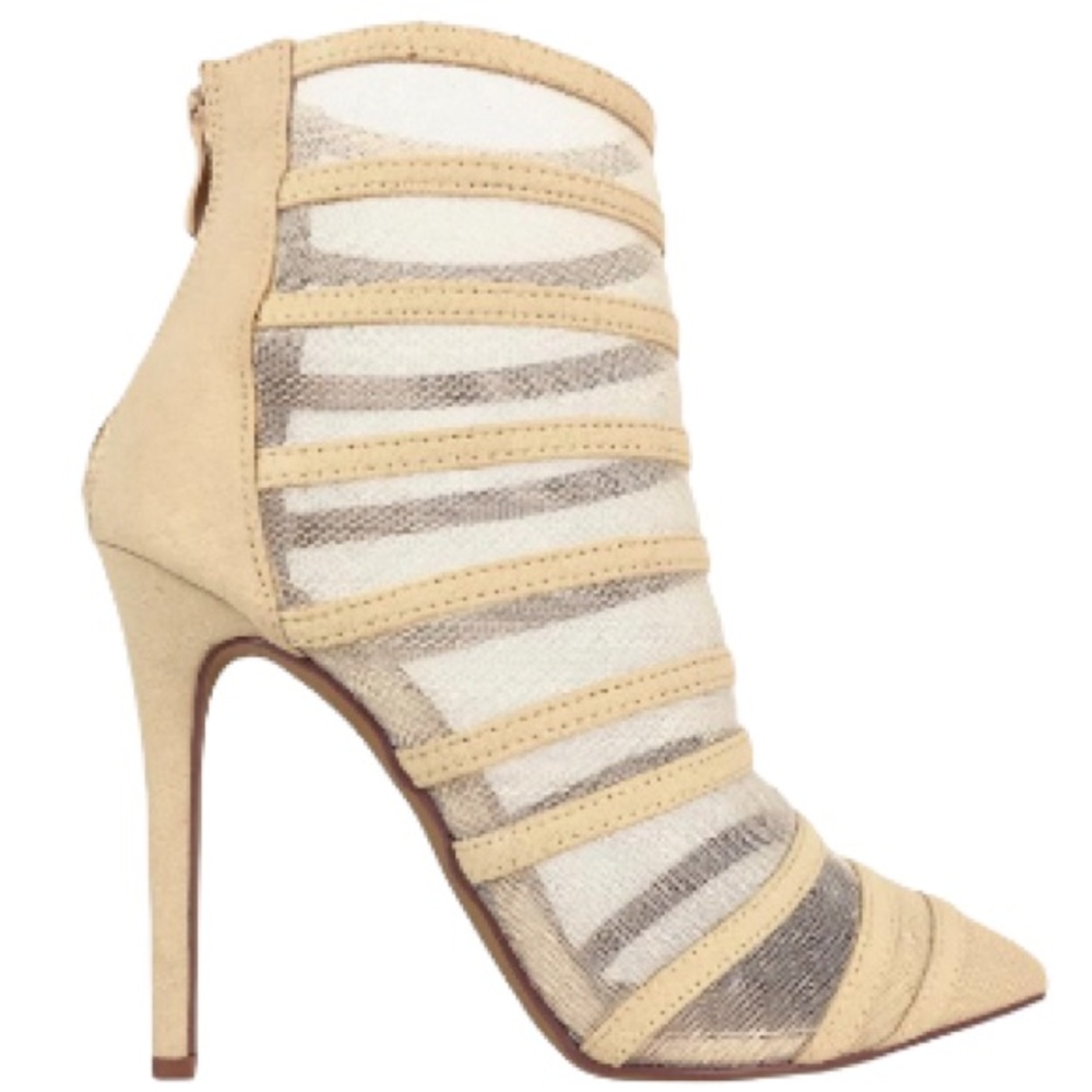 Liliana Nude Alexa-46 Transparent Mesh Ankle Boot